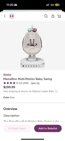 4moms MamaRoo Multi-Motion Baby Swing