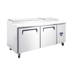 Refrigerated Pizza Prep Table with 2 solid doors 