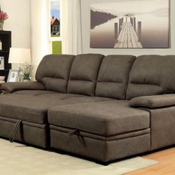 Brand New Brown Sectional Sofa Storage Sleeper