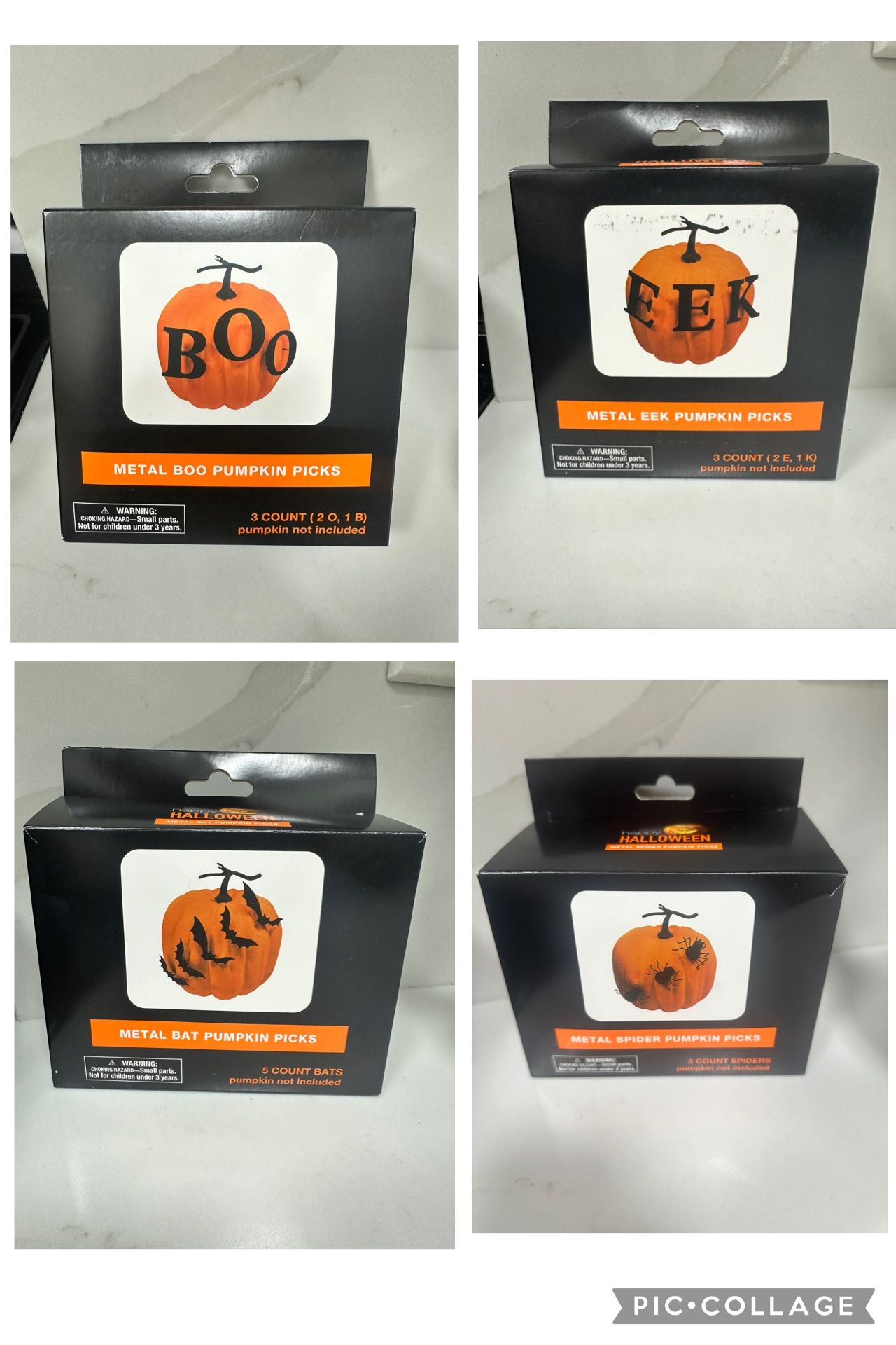 Metal Boo Pumpkin Picks