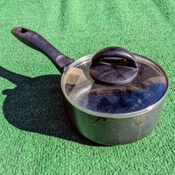 Oster Clairborned Anodized Covered w/Glass Lid Kitchen Cooking 1Qt Sauce Pan GUC