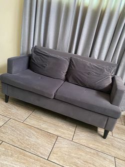 Gray Fabric Loveseat Sofa with Pillows