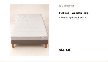 Full Bed Frame with Wooden Legs