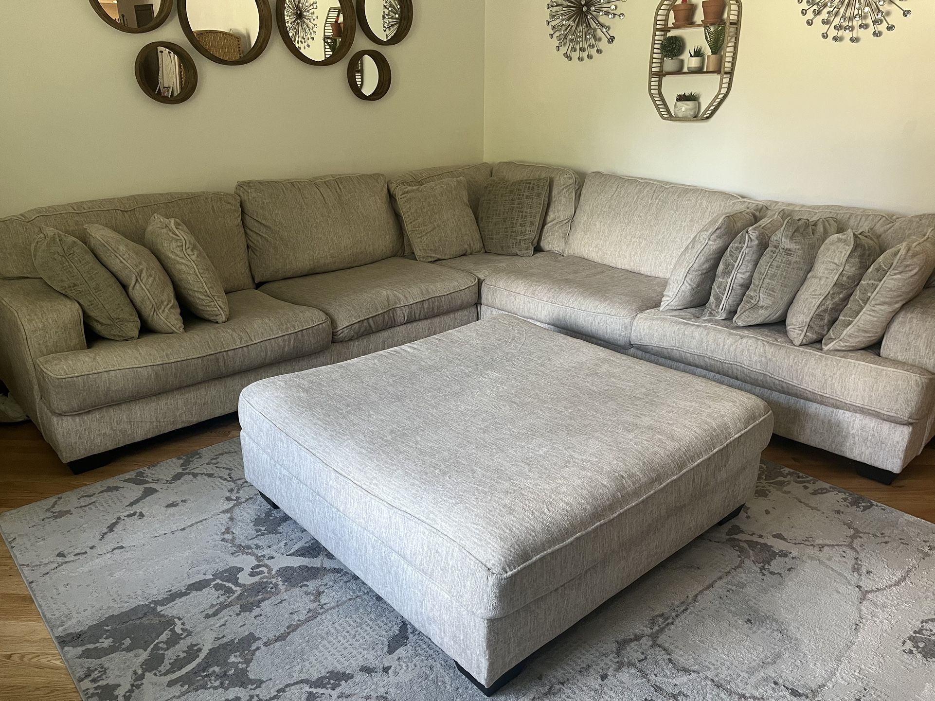 Cream Sectional Sofa With Ottoman