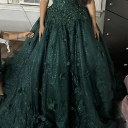 Quince Dress, La Moda, Quincenera, Emerald green Dress