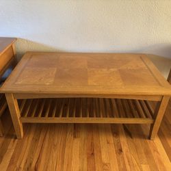 Wood Coffee Table And Matching Side Tables