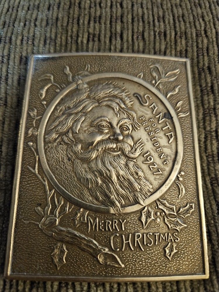 Santa For President Brass Belt Buckle