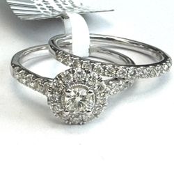 Diamond Halo Bridal Set (1 Ct.t.w) In 14k White Gold