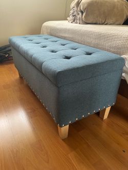 Navy blue storage ottoman