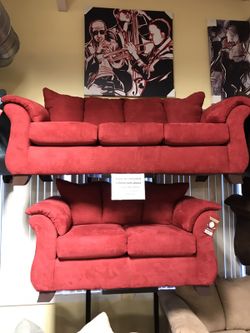 Red micro fiber sofa and love seat !
