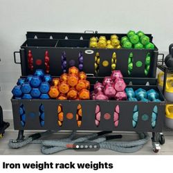 Jelly-Bell Urethane Dumbbells Club Pack rack & weights