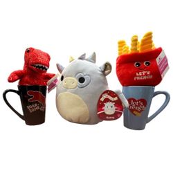 8” Kenny The Dragon SQUISHMALLOW & VALENTINES Plushies with Coffee Mug Bundle