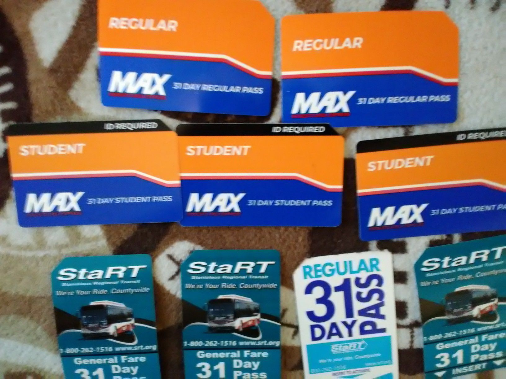 Monthly bus passes. Maxx/Start