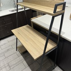 Two Tier Desk Walnut And Metal
