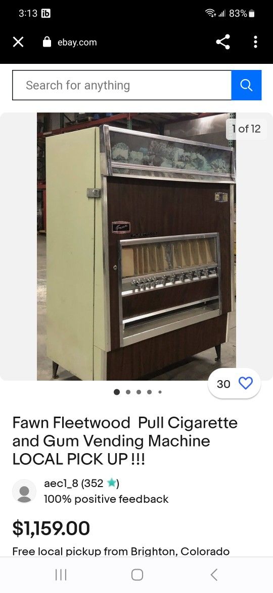 Vintage Cigarette Vending Machine for Sale in Tinley Park, IL