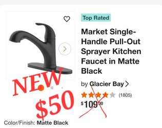 Glacier Bay
Market Single-Handle Pull-Out Sprayer Kitchen Faucet in Matte Black