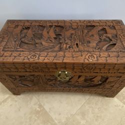 Antique Chinese Camphor Wood Baul / Chest 