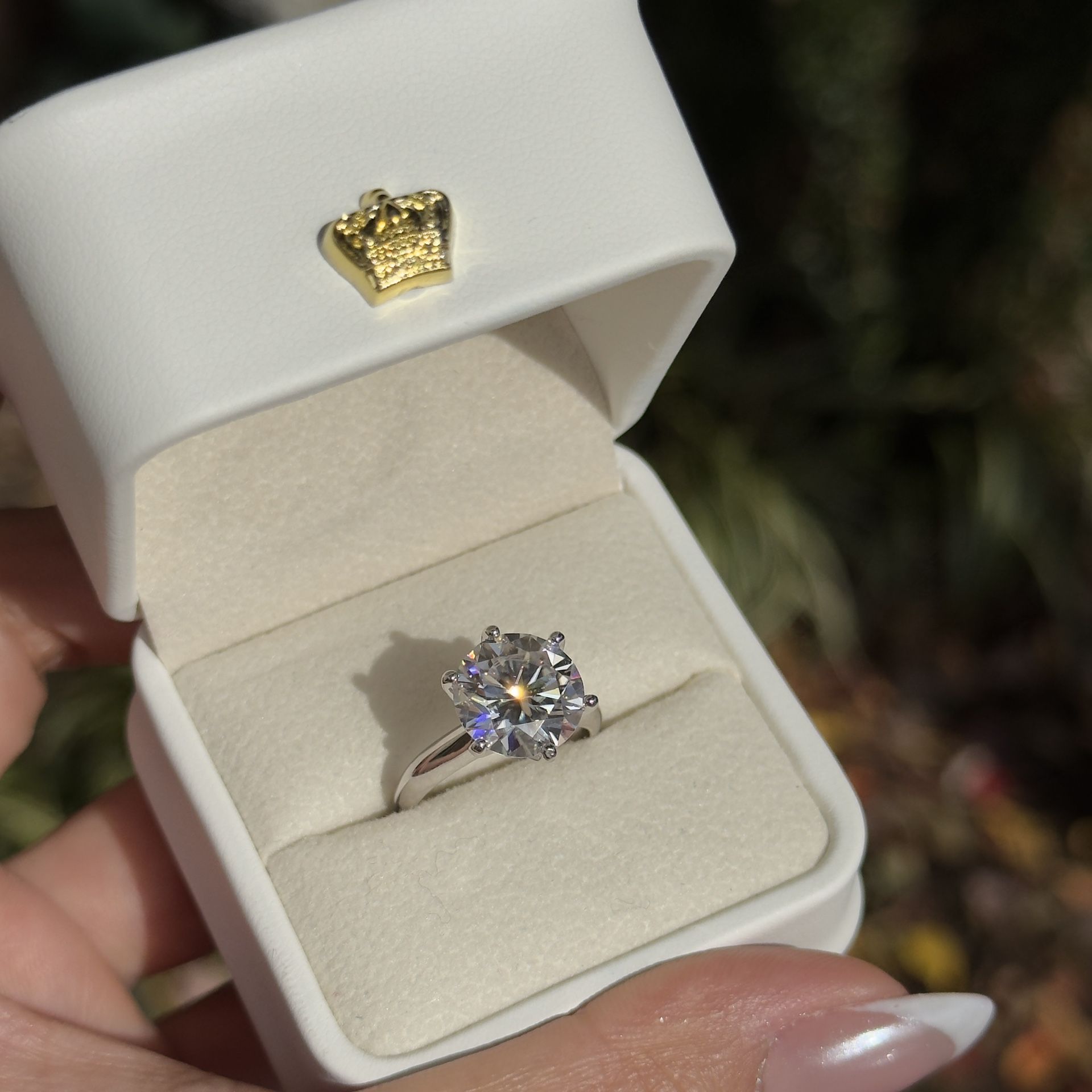 5ct big round Moissanite VVS1 D promises solid ring 5,6,7,8