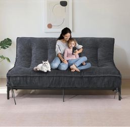 JUIKURY 8" Futon Mattress Full Size, Thick Futons Sofa Couch Bed Sleeper Sofa Bed, Floor Mattress for Adults, Roll Up Folding Mattres Shredded Foam Fi
