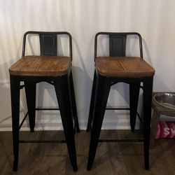 Metropolis Low Back Counter Stool Wood Seat. 