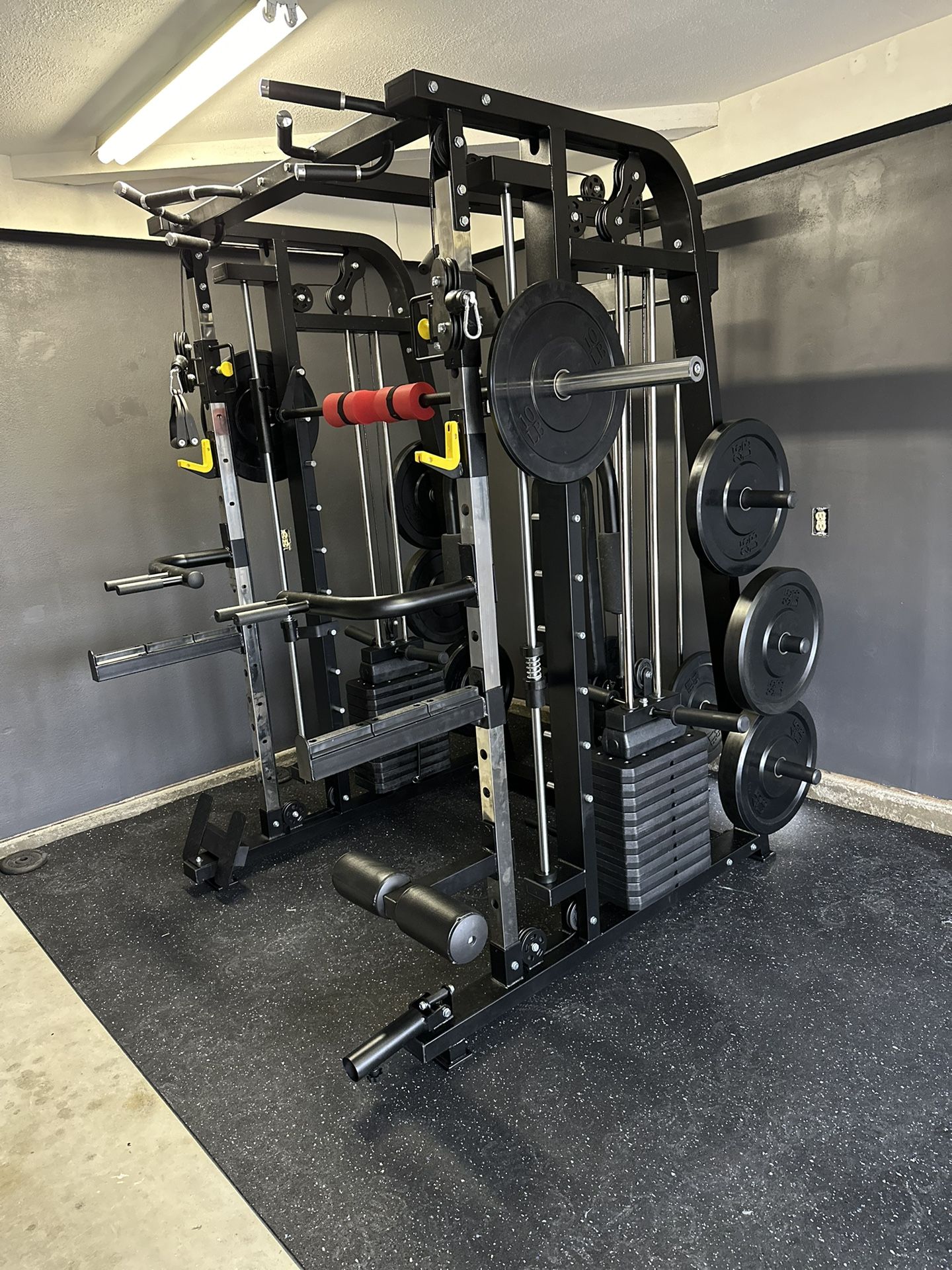Smith Machine 300 | Adjustable Bench | 245lb Cast Iron Olympic Weights | 7ft Olympic Bar | Fitness | Gym Equipment | FREE DELIVERY 🚚