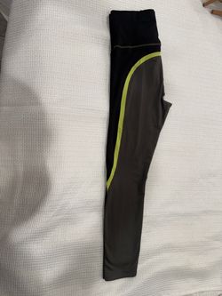Athleta Colorblock Full Length Leggings Black Gray Citron – Size Medium