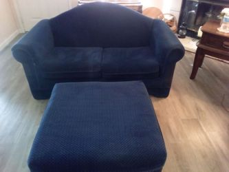 Navy Blue Loveseat Sofa with Ottoman