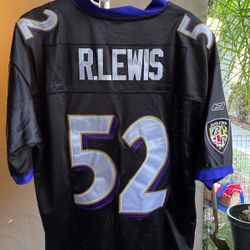 NEW RAY LEWIS JERSEY #52 BALTIMORE RAVENS MENS LARGE BLACK REEBOK AUTHENTIC NFL