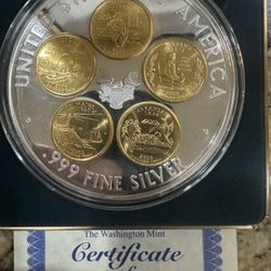 1/2 Pound Silver Eagle With Gold Quarters