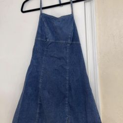 BASICS Demin Jean Halter Mini Dress - Size Medium (M)