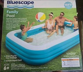 Bluescape 10ft Rectangular Family Inflatable Swimming Pool for Ages 6 and Up