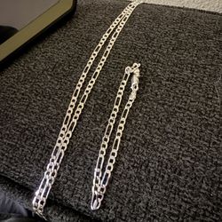 925 Silver Chain And Braclet 
