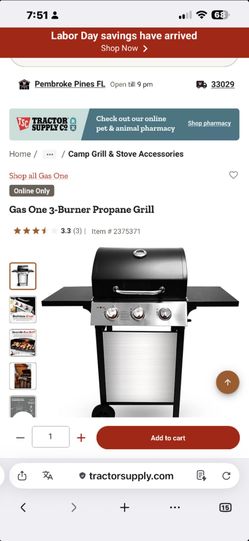 New 3 Burner Grill Stainless Steel Piezo Ignition