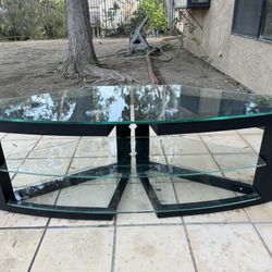 TV STAND  FOR 60  IN  OR UNDER,  W/ GLASS