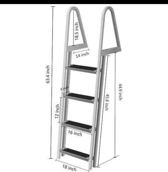 Dock Ladder 4 Step 350 lbs. Load Removable Aluminum Pontoon Boat Ladder with Mounting Hardware for Above Ground Pool

