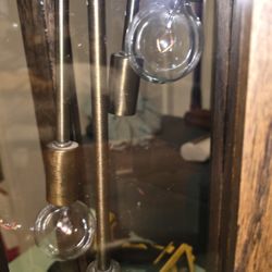 Lovely Vintage Becker Hanging Wood & Brass Chandelier (Re‑finished & Ready to Glow)