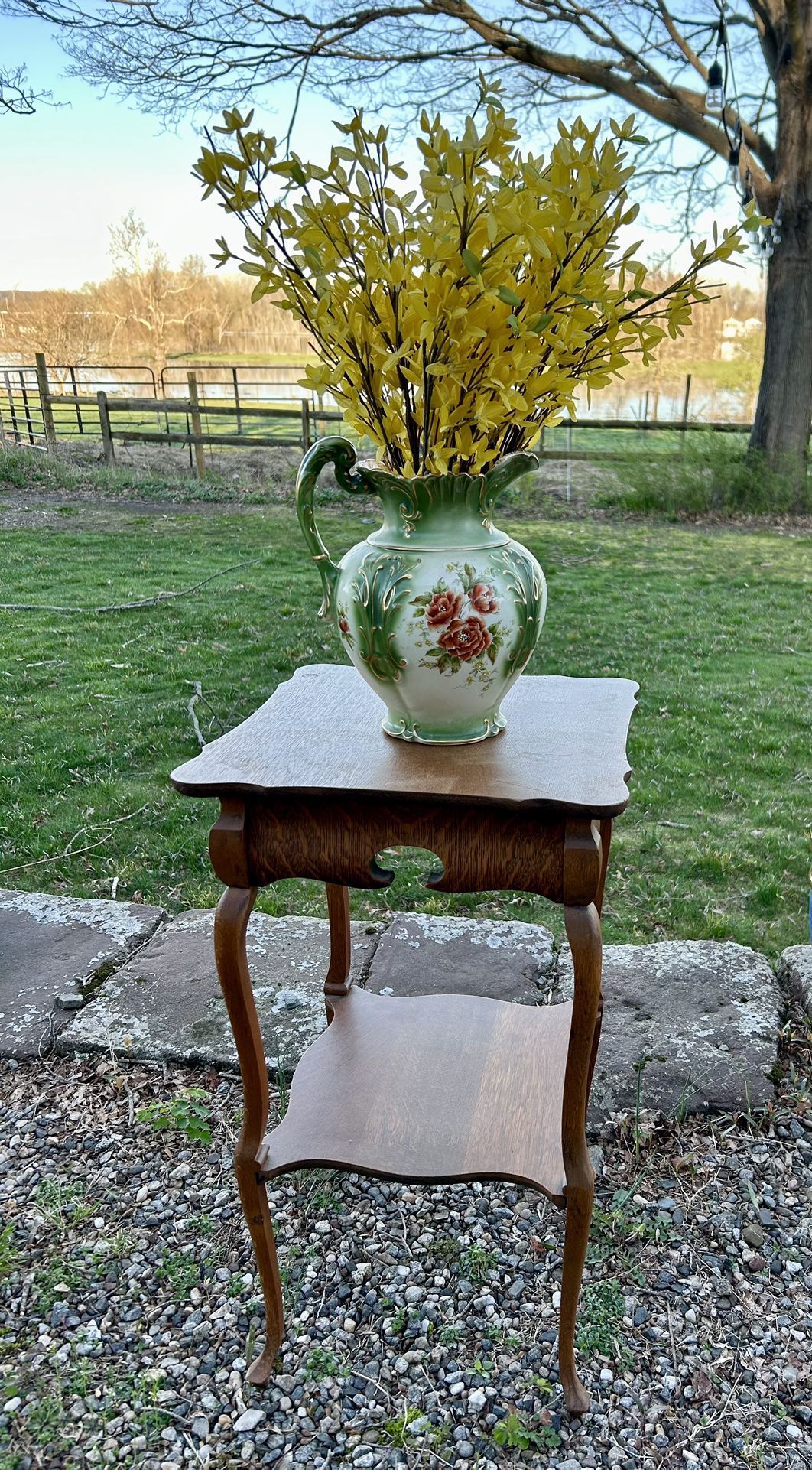 Antique Petite Tiger Oak Side Table