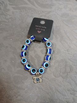 Evil eye bracelet with Butterfly