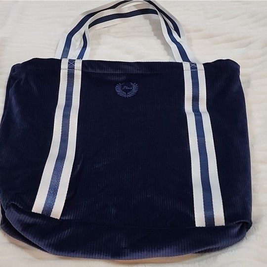 Victoria's Secret PINK Blue Ribbed Velour Super Soft Zip Tote Bag, MSRP: $50