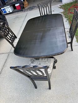 Vintage Black Dining Table Set – 5 Pieces