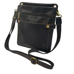 Visconti Oil Brown Leather Distressed Messenger Bag Zippered Shoulder Handbag