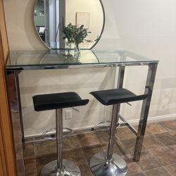 High Top Glass Table With Stools