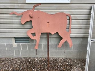 Unique, handcrafted, metal longhorn bull yard decor