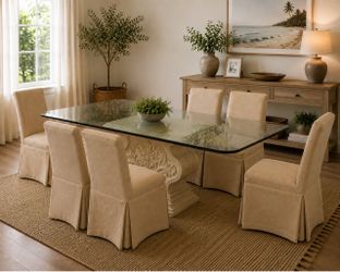 Elegant Glass Dining Table Set – 6 Chairs