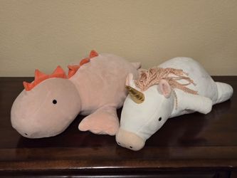 Pillowfort Weighted Plush Throw Pillow Dinosaur and Unicorn Set 2