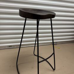 Single Wood And Metal Stool