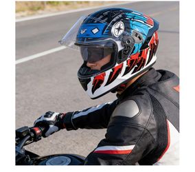 Full Face Dual Visor Motorcycle Helmet for Adults Motorbike Street Bike Racing Helmets X9 DOT Approved with Black Visor