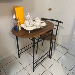 Wooden Table Set With Two Chairs 