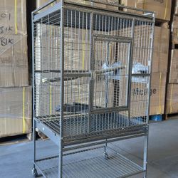 Extra Large Elegant Perch Stand Play Top Walk Ladder Parrot Bird Metal Home Cage On Wheels 