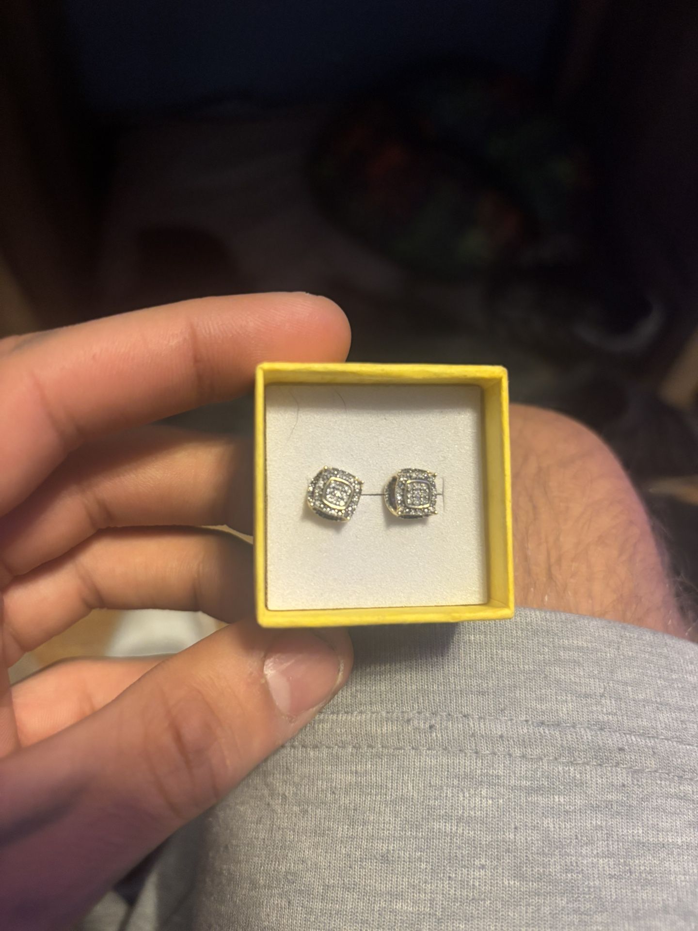 Gold Earrings 10k Natural Diamonds